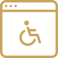 Wheelchair accessibility icon on webpage design.